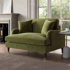 Olive Green Velvet Love Seat -