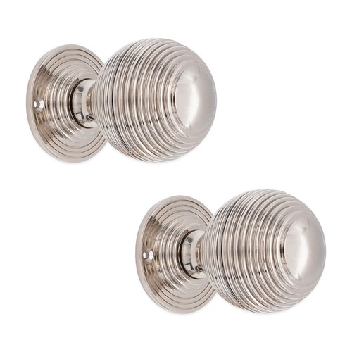 Door knobs beehive reeded - door, aged