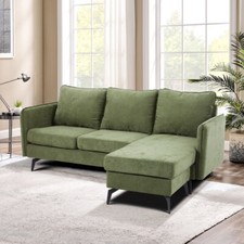 3 Seater Green Fabric Corner