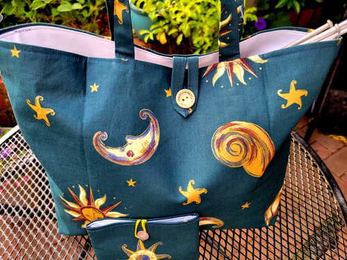 Green knitting bag moon - knitting, and