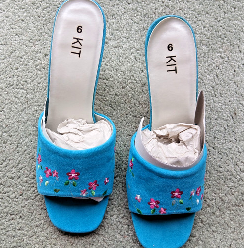 Turquoise suede embroidered - suede,