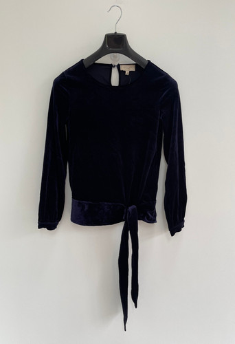 Navy blue velvet blouse - navy,