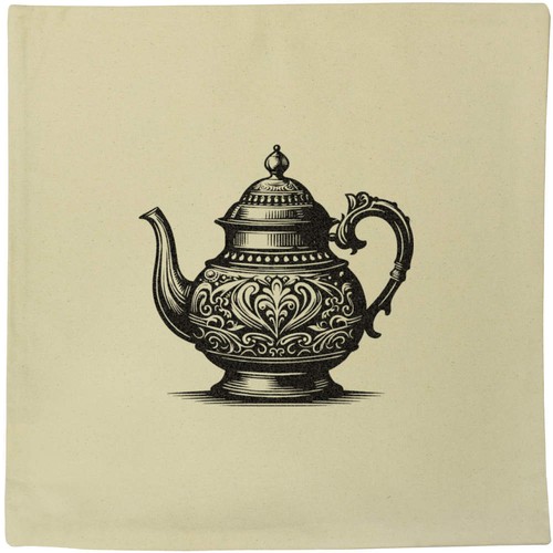 Fancy teapot canvas cushion - canvas,