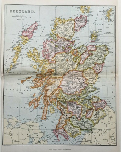 Scotland map antique print - scotland,