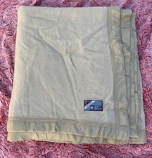 Vintage Merino wool Beige blanket 96”x104”
