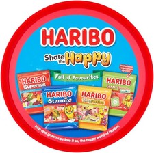 Haribo Share The Happy Mini Bags Sweets Tub, 600g (Pack Of 1) - Xmas Gift