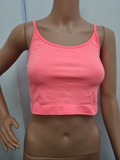 Womens Crop Cami Top Neon Bright Pink XS/S 