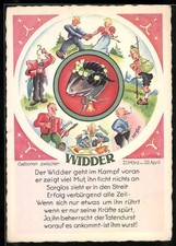 Artist postcard Aries goes ahead in battle..., Zodiac, Horoskpo, astrologer 