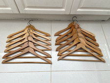 12x vintage quality wooden clothes coat trousers hangers 46cm long, 19cm high
