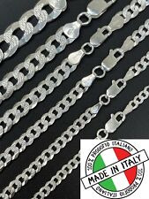Solid 925 Silver Diamond Cut Flat Miami Curb Cuban Link Chain Necklace 3-10.5mm