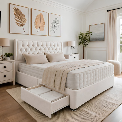 Plush divan bed set - bed, with