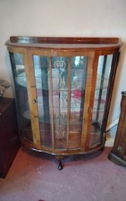 Bow Fronted Mirror Backed Art Nouveau  Display Case