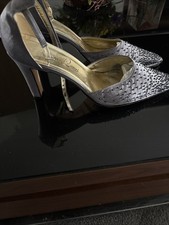 Women’s 3 Inch Heel Beaded Satin Court Shoes Size7