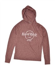 HARD ROCK CAFE Mens Miami Graphic Hoodie Jumper Small Burgundy Cotton AA06