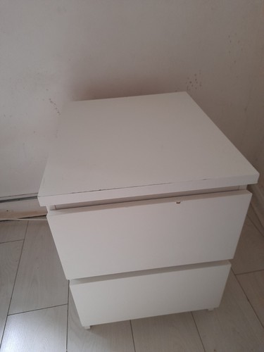 Ikea white malm bedside table - white,