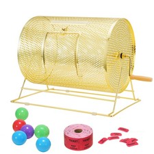 Uimoso Raffle Drum Brass Plated Lottery Cage Holds 5000 Tickets/200 Bingo Balls