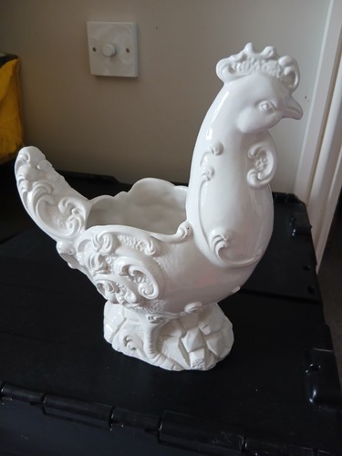 Ceramic chicken ornament white - ornament,