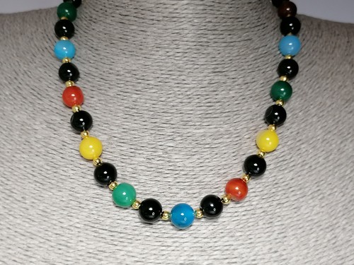 Mixed agate gemstone necklace - mixed,