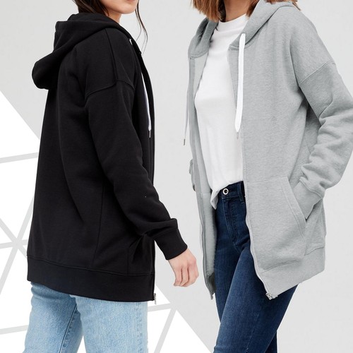 Ladies grey longline hoodie - ladies,