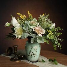 WAKISAKI Faux Flowers in Vase, Artificial Flower Arrangement Decoration for Hom