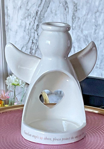 White ceramic angel - ceramic, candle/tea