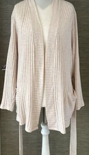 Soft DAMART Large Long Cardigan Pockets PASTEL DAMART Ribbed Knit Jacket