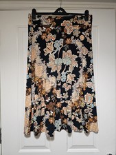 M&S Long Skirt New Size  12 Black & Beautiful Florals 