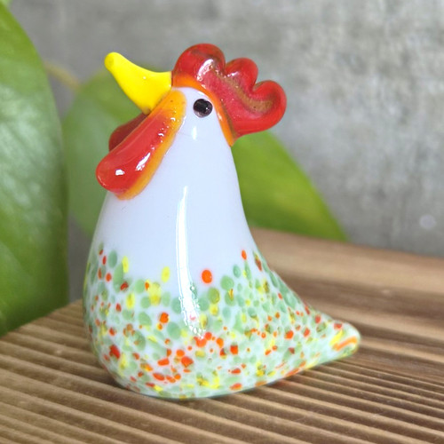 White glass chicken - white,