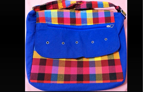 Cotton blue check plaid - blue, canvas