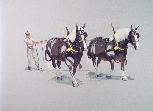 Original gouache plough - gouache,, 'plough