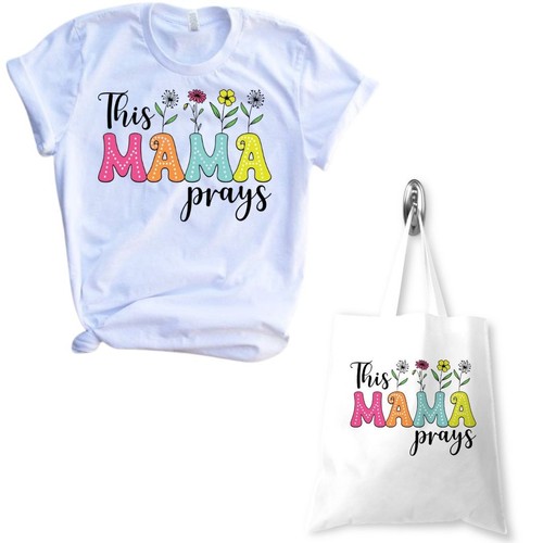 Mama prays graphic tee - graphic, tote