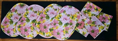 Vintage pink floral placemats - vintage,