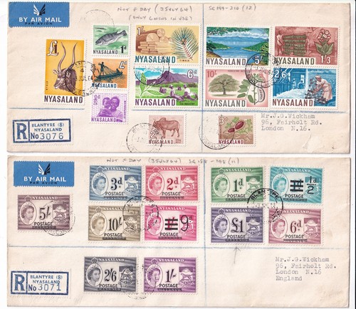 Nyasaland multiple franked - multiple,