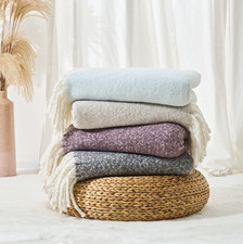 Plain faux mohair throw - faux,