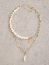 White Stuff Pearl Necklace Women's Smart Multi Layer Jewellery Ladies Accessory