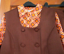 mod / 60s brown tunic trousers suit size 12