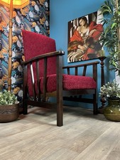 Vintage Edwardian Morris Reclining Armchair Oak Framed Arts & Crafts Low Chair