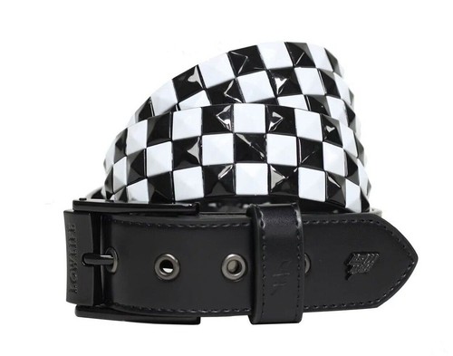 Triple studded leather belt - leather,