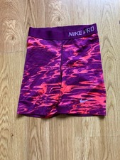 NIKE Womens Purple Orange Swirl Pattern  Nike Pro 7" Shorts XS UK Ladies 8