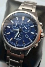Citizen Titanium Eco Drive AT2340-56L Chrono - Blue - Mens Watch - Perfect Cond
