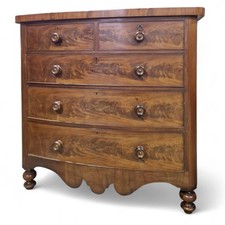 Antique chest of drawers - large Victorian mahogany bow front chest of 5 drawers