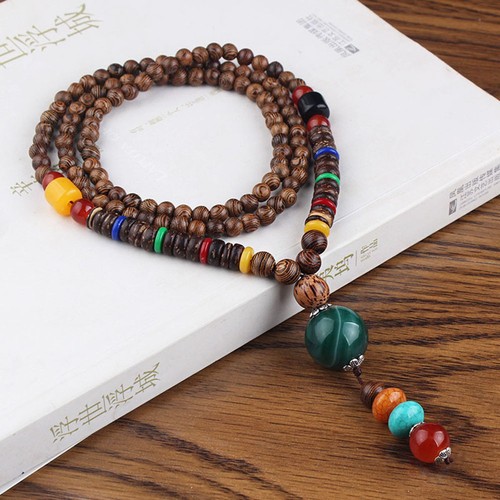 Long mala necklace wood - long,