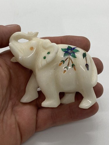 White marble inlay elephant - marble,