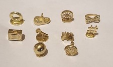 10  MIXED GOLD TONED METAL  MONOPOLY TOKENS  / PIECES / MOVERS