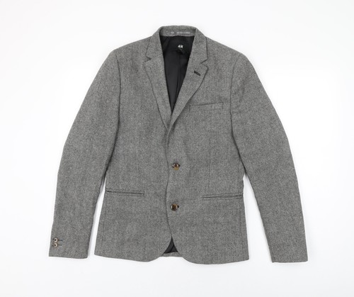 Mens grey wool jacket - h&m,