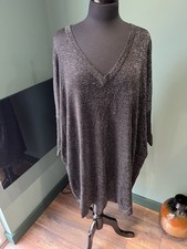 Ladies Size 22 / 24 Black & Silver Thread Tunic Top / Dress From Yours - party