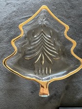 Mikasa Yuletide Christmas Tree Sweet Dish with Gold Trim Boxed Vintage Christmas