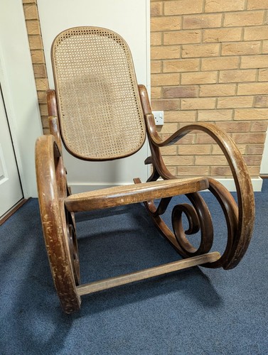 Curved wooden wicker rocking - wicker,