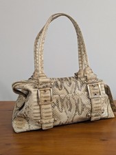 Kathy Van Zeeland Snakeskin Print Handbag Y2K Studded Shoulder Bag