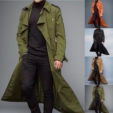 Mens Casual Long Trench Coat